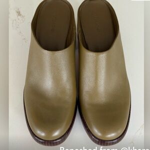 Vince Green Leather Mules with Wooden Heel